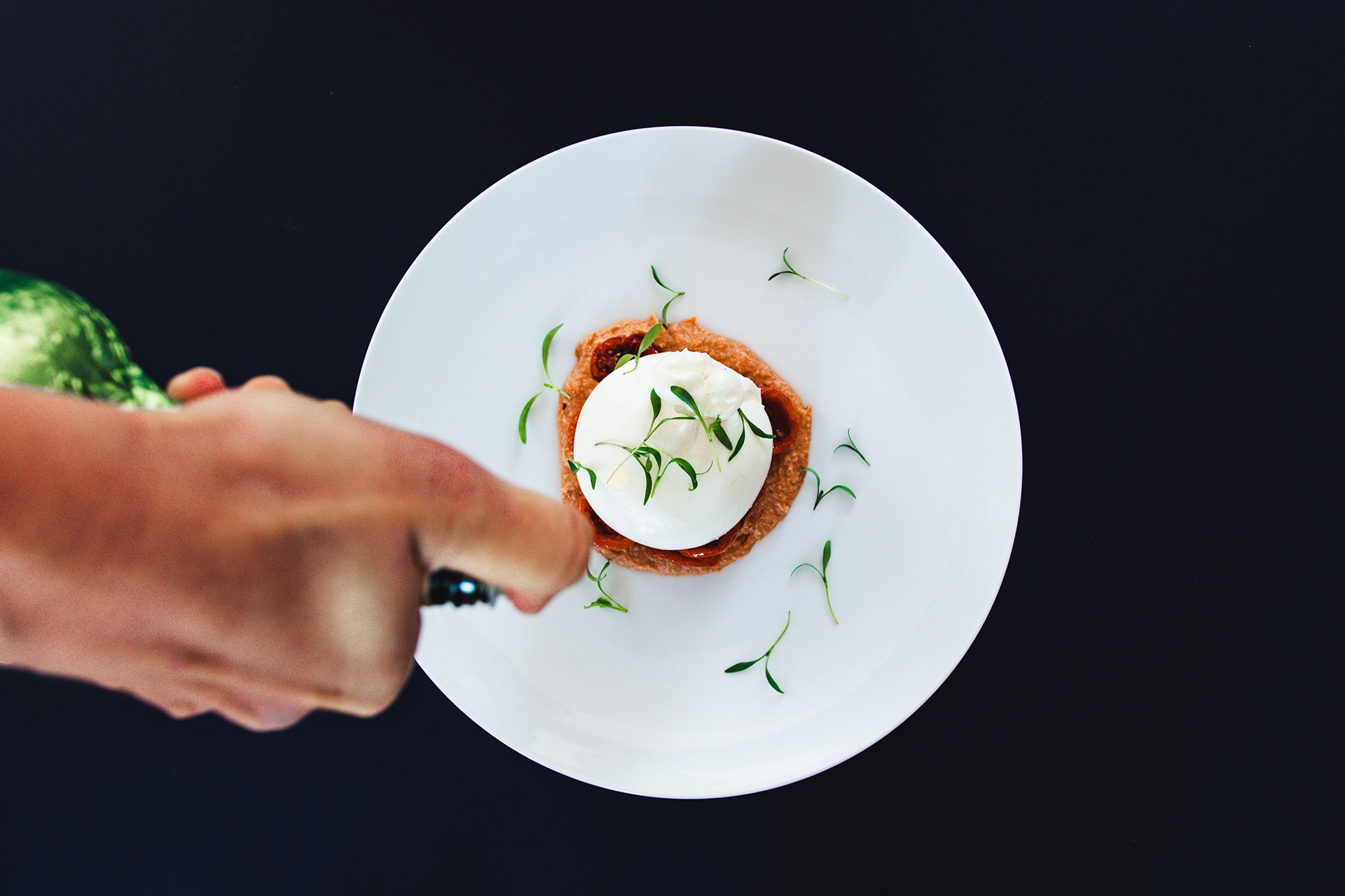 Fine Dish with Chef's Hand